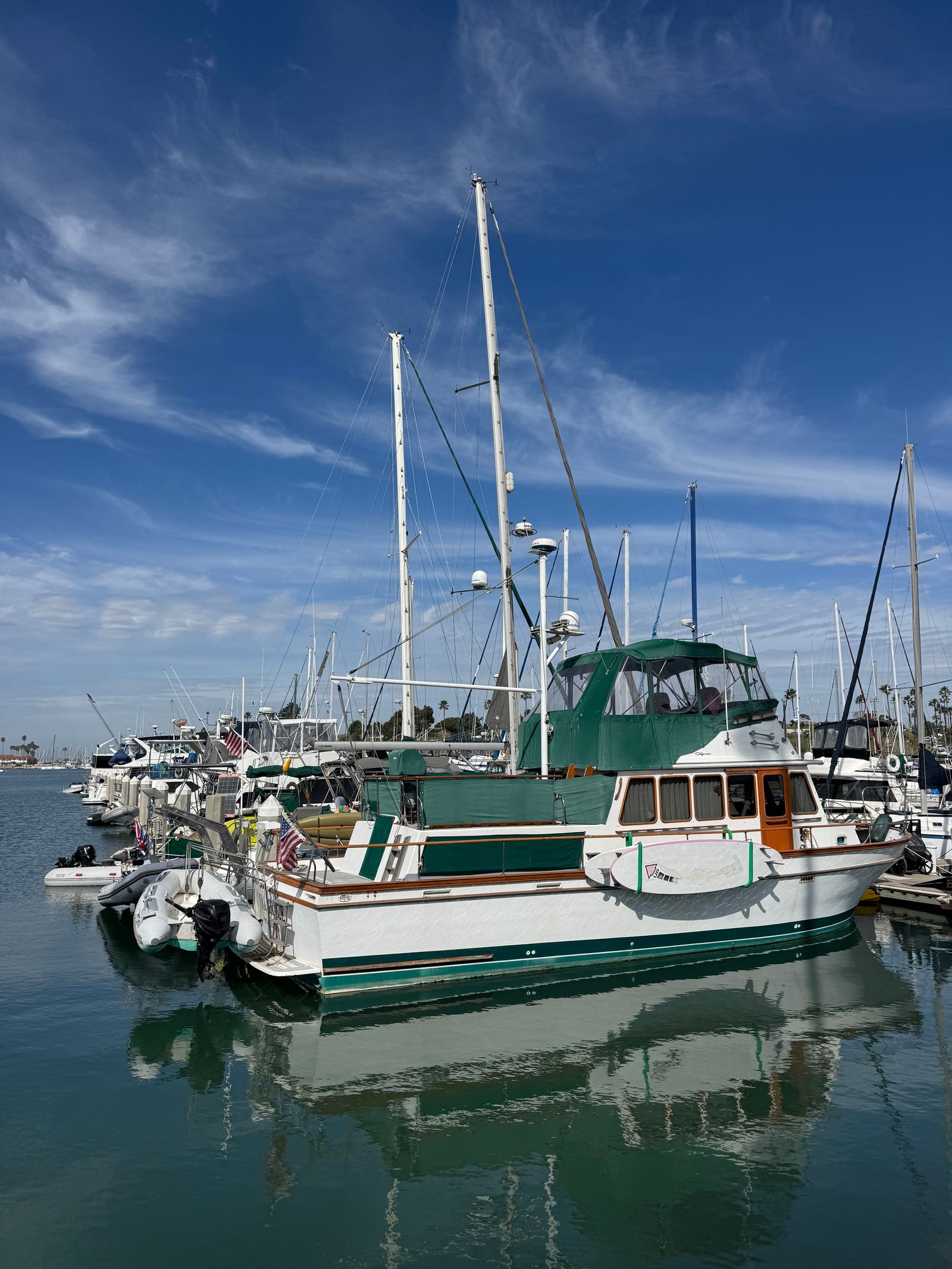Boats docked at Oceanside Harbor village